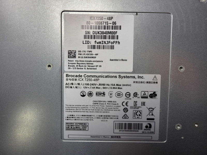 Brocade ICX-7250-48P-2X10G 48-port Switch $