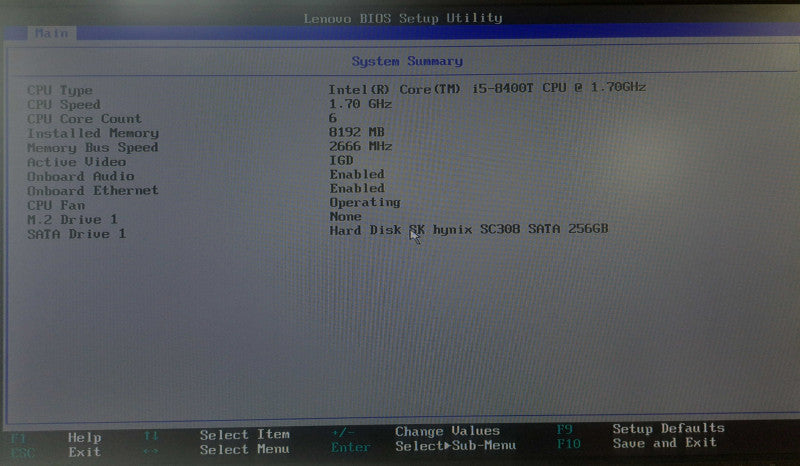 Lenovo M720q USFF | i5-8400T @ 1.70GHz 8GB DDR4 256GB SSD + WiFi )