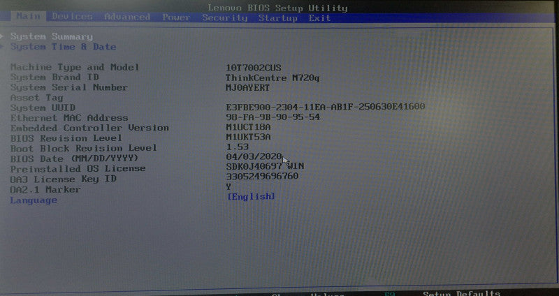 Lenovo M720q USFF | i5-8400T @ 1.70GHz 8GB DDR4 256GB SSD + WiFi )