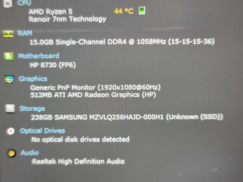 Laptop HP ProBook 455 G7| Ryzen 5| 16GB DDR4| 256GB SSD | FOR REPAIR/PARTS Î²