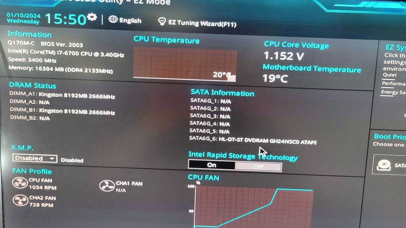 Intel Core I7-6700 @ 3.40GHz | ASUS Q170M-C | 16GB RAM | I/O Plate %