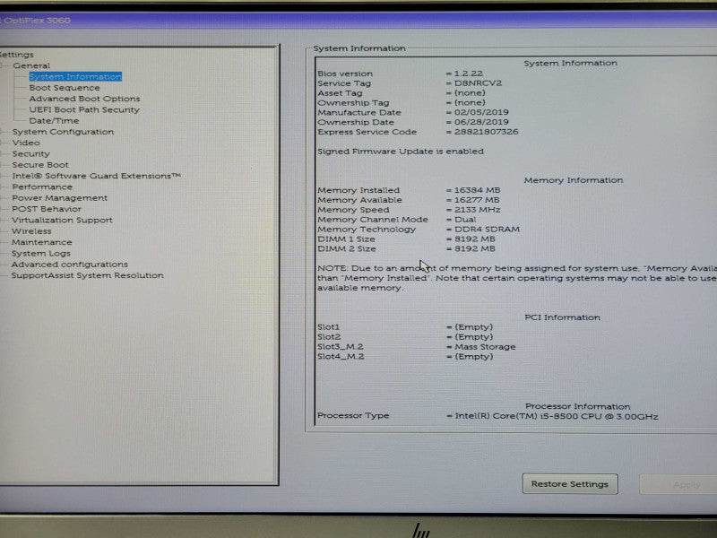 Dell Optiplex 3060 SFF, Core I5-8500 3.0GHz, 16GB DDR4, 512GB M.2 SSD _