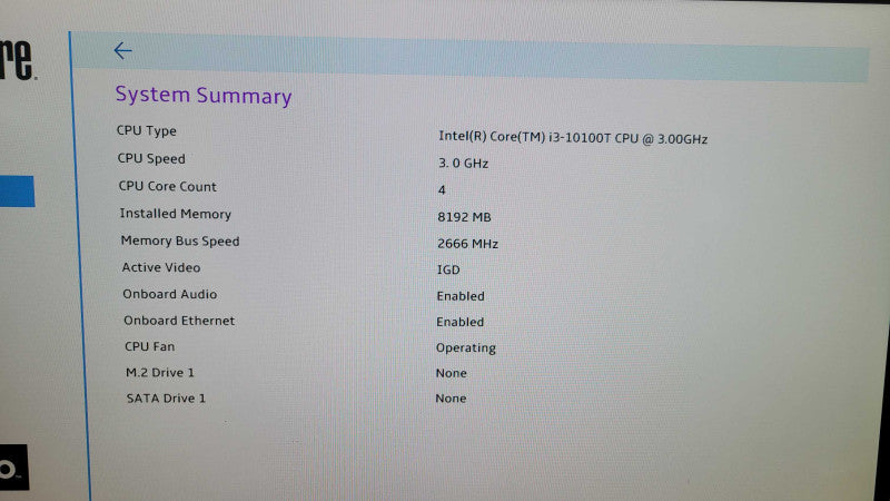 Lenovo M70q - Core i3-10100T | 8GB RAM | 128GB SSD + PWR ADPTR Q%