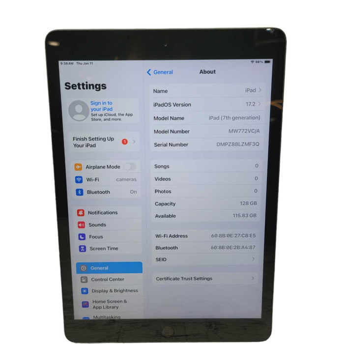 Apple iPad (7th generation) 128GB UNLOCKED A2197 -