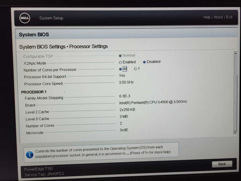 Dell PE T130 Pentium G4500 @ 3.5GHz 8GB ECC DDR4 No HDD\\'s $