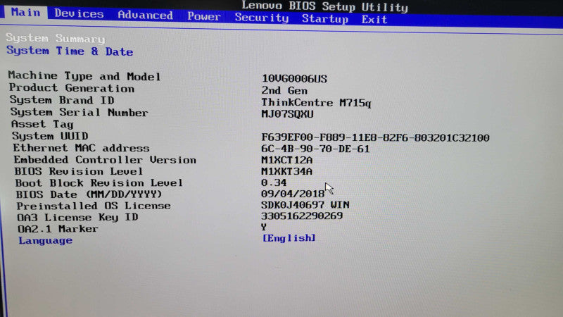 Lenovo M715Q - Ryzen 5 PRO 2400GE | 8GB RAM | NO HDD | PWR ADPTR Q%
