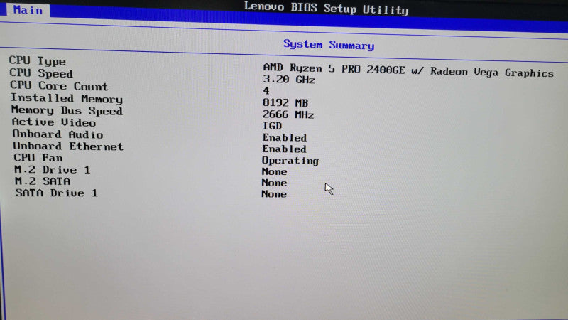 Lenovo M715Q - Ryzen 5 PRO 2400GE | 8GB RAM | NO HDD | PWR ADPTR Q%