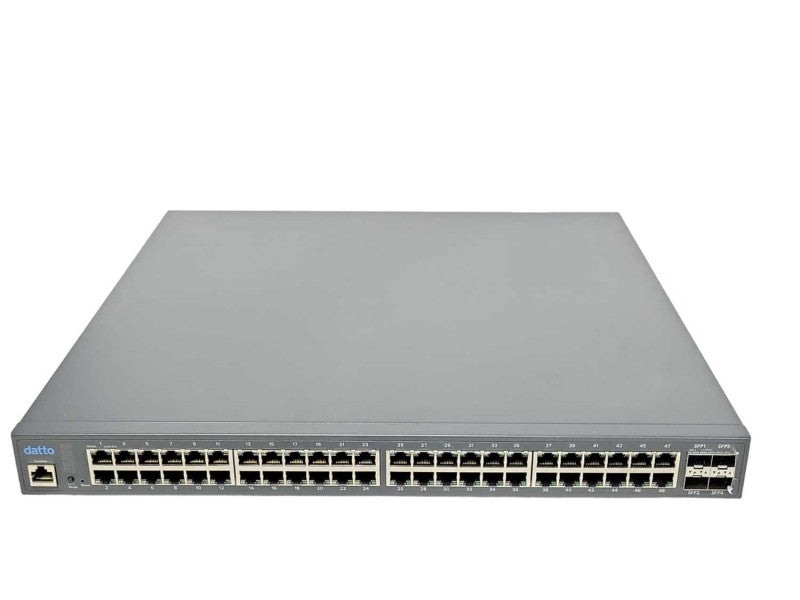 Datto E48 48-Port Gig PoE+ Cloud Managed L2 Switch w/4 Dual-Speed SFP SEE _