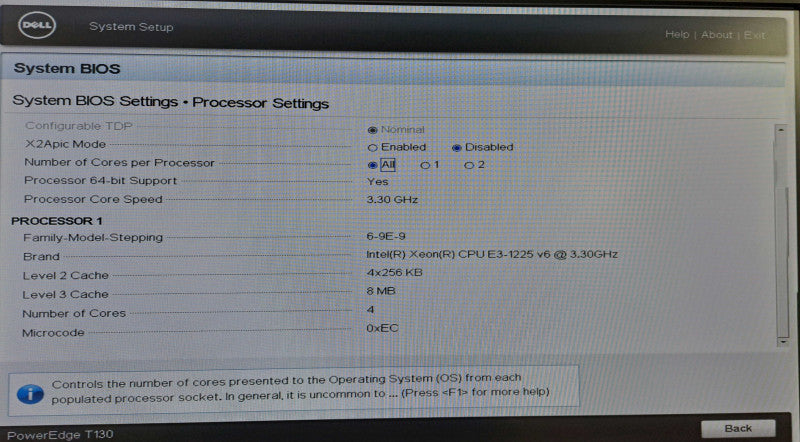 Dell PE T130 | Quad Core Xeon E3-1225 v6 @ 3.30GHz 8GB DDR4 No RAID/HDD\\'s )