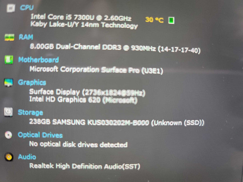 Microsoft Surface Pro 5 | i5-7300U| 8GB DDR3| 256GB SSD Î²