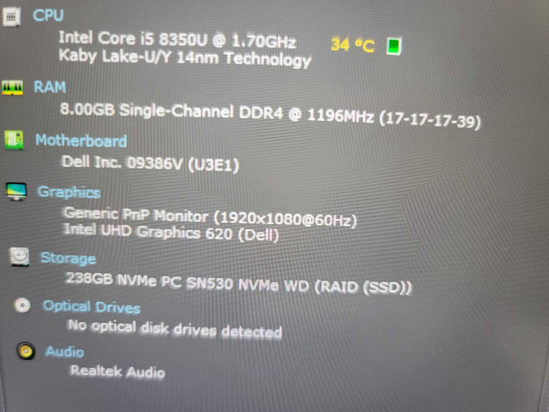 Dell Latitude 7390| i5-8350U| 8GB DDR4| 256GB SSD Î²