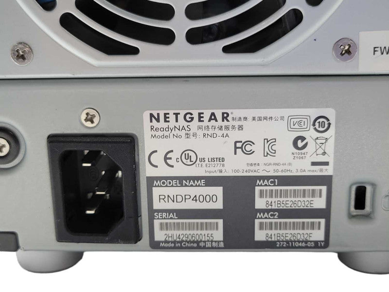 NetGear ReadyNAS RND-4A RNDP4000 4-Bay NAS with 2x 2TB HDDs _