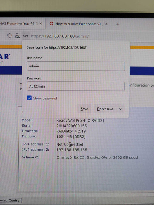 NetGear ReadyNAS RND-4A RNDP4000 4-Bay NAS with 2x 2TB HDDs _