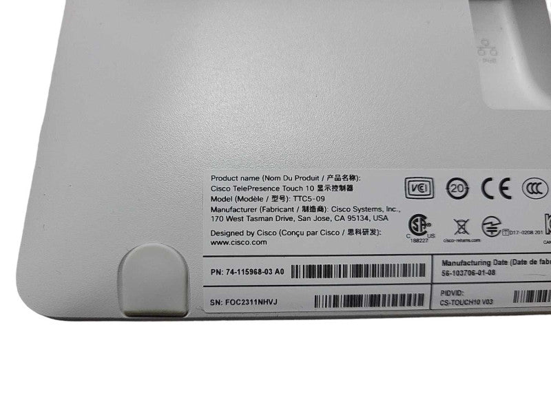 Cisco TelePresence TTC5-09 Touch 10 Control Conference Device Q$