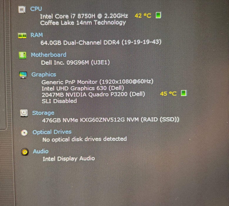 DELL PRECISION 7730 i7-8750H@2.2GH QUADRO P3200 6GB GPU 64GB RAM 512SSD READ!