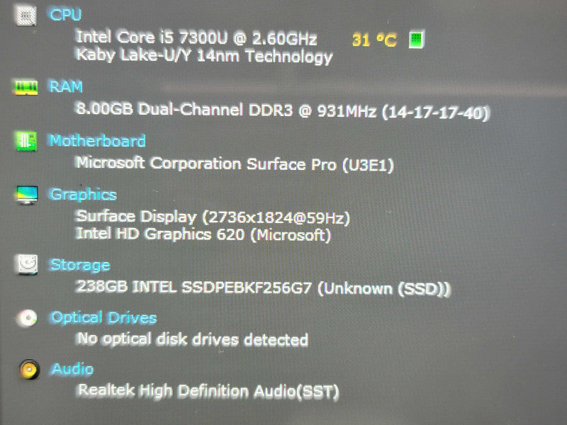 Microsoft Surface Pro 5 | i5-7300U| 8GB DDR3| 256GB SSD |FOR PARTS/REPAIR Î²