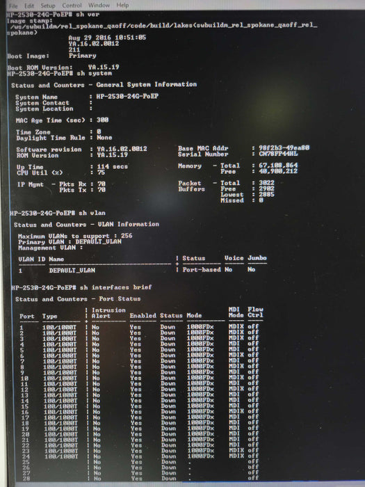 Aruba 2530-24G PoE+ J9773A 24-Port Rack Mountable Gigabit _