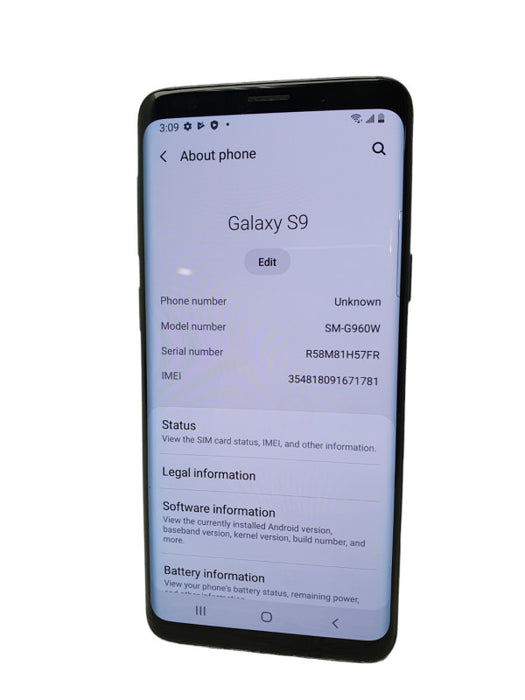 Samsung Galaxy S9SM-G960W 64GB UNLOCKED  -