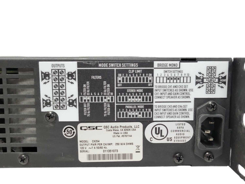 QSC CX-254 Professional Power Amplifier 4-Ch, No Remote controller, READ _