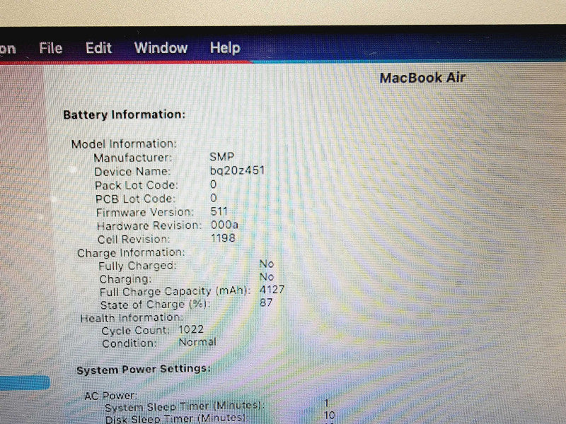 Apple Macbook Air 2014 11\\" Core i5-4260U @ 1.4GHz 4GB DDR3 250GB SSD (