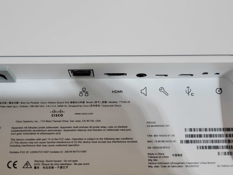Cisco TTC60-28 webex Board 55S CS-BOARD55s with Stylus, READ Q_