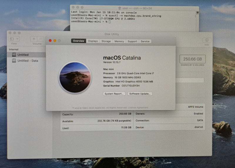 Apple Mac Mini 2012 | Quad Core i7-3720QM @ 2.60GHz 16GB DDR3 250GB SSD )