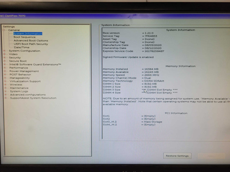 Dell OptiPlex 7070 SFF Core i7-9700 3.00GHz 8Core, 16GB DDR4 512GB M.2 _