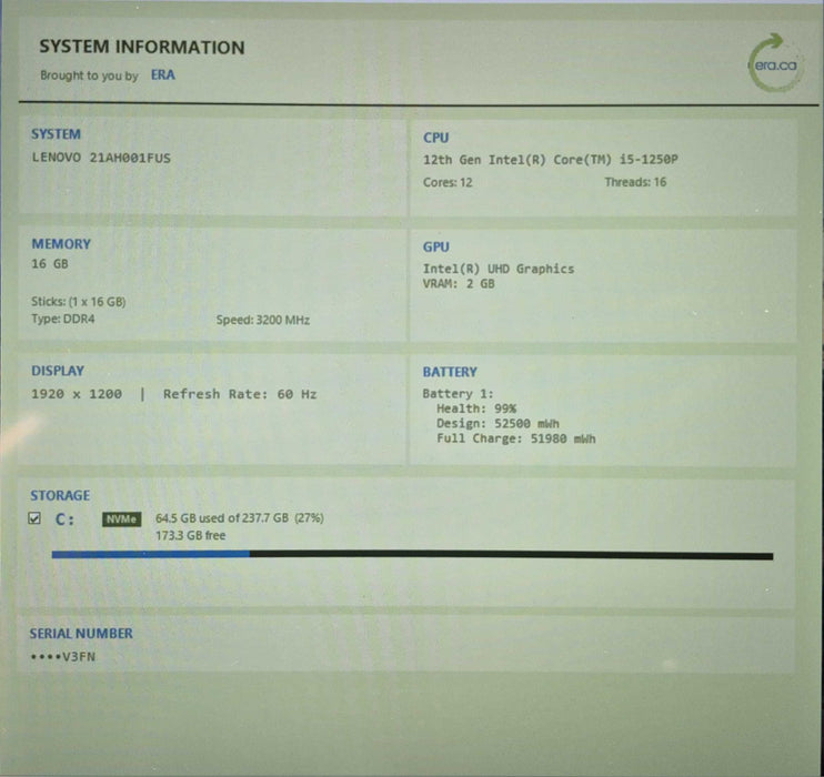 Lenovo ThinkPad T14 Gen 3 TOUCH, Intel i5-1250P, 16GB DDR4, 256GB NVMe, SEE  Lap200