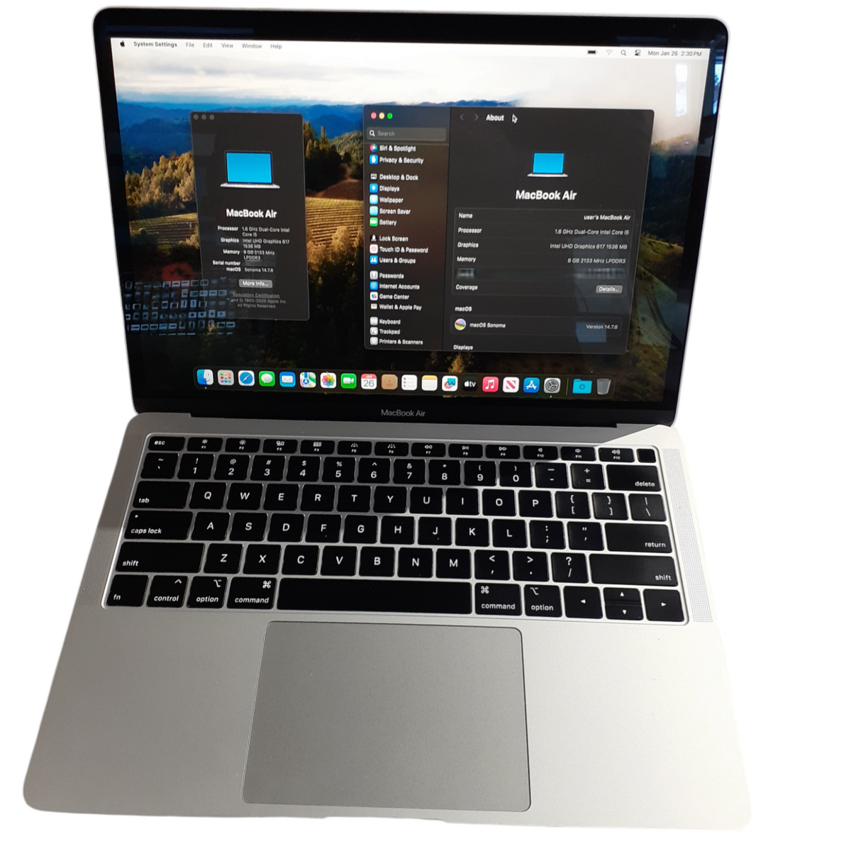 MacBook air A1932 Intel Core i5 8GB RAM DDR3 250GB SSD — retail.era