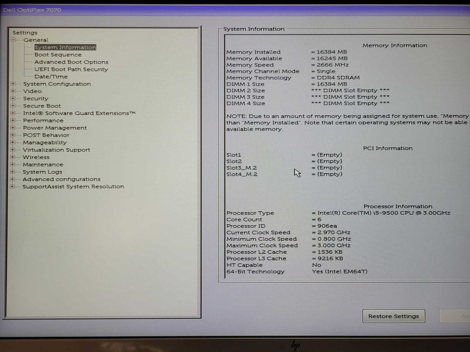 Dell OptiPlex 7070 SFF, Core i5-9500 3.00GHz, 16GB DDR4, 256GB SSD _