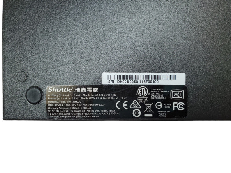 Shuttle DH02H USFF Desktop PC Celeron 3865U 4GB DDR4 NO HDD @