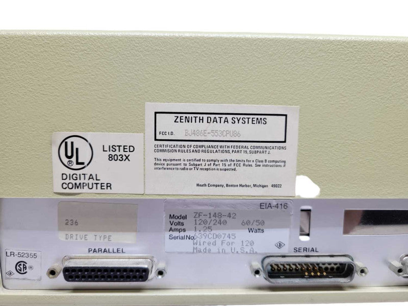 Vintage Zenith Data Systems (ZW-148-42) DOS %