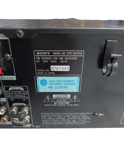 Sony Audio Visual Control Centre Model: STR-AV970X â