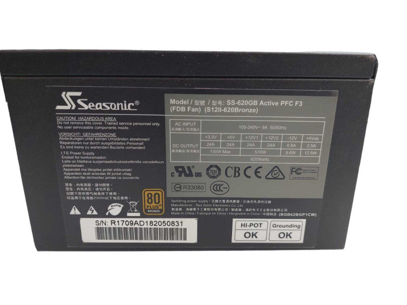 SeaSonic 620Watt Power Supply Model: SS-620GB Active PFC F3 â