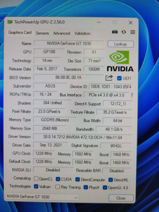 ASUS NVIDIA GT 1030 2GB %