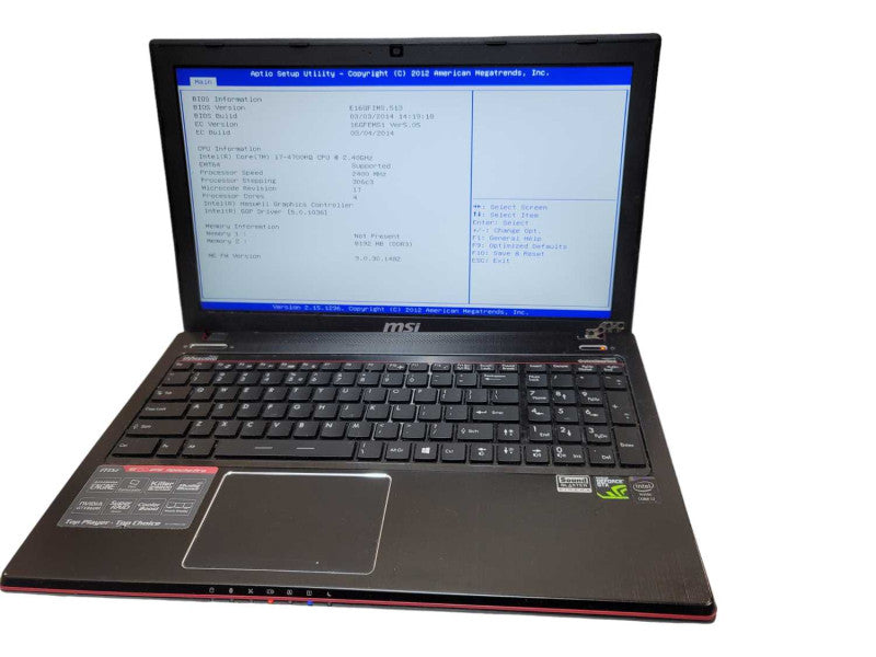 Gaming Laptop MSI Apache GE60| i7-4700HQ | 8GB DDR3| NO HDD | FOR PARTS/REPAI Î²