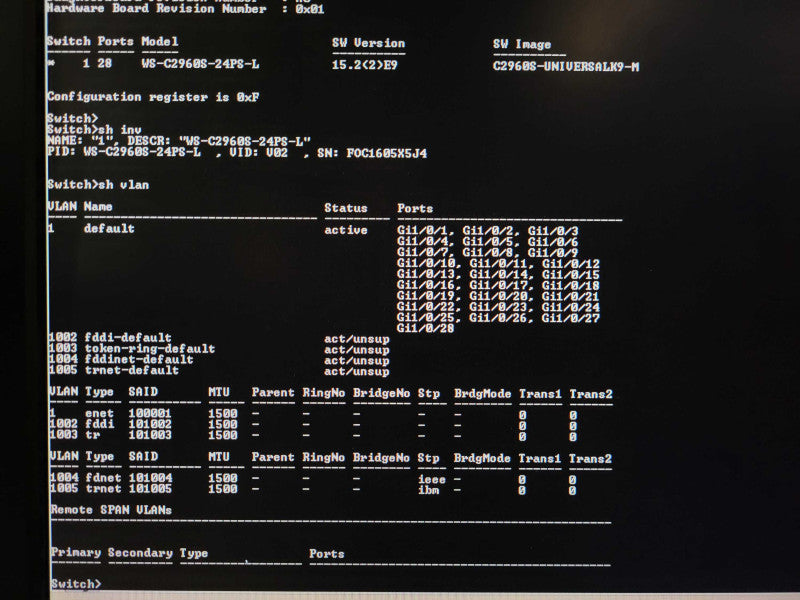 Cisco WS-C2960S-24PS-L 24 Port Gigabit 370W PoE+ Switch $