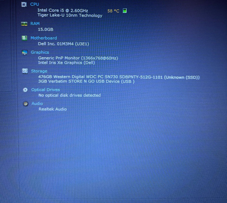 Dell Latitude 5420 Intel Core i5-1145G7@2.6GHz 16GB RAM 512GB SSD