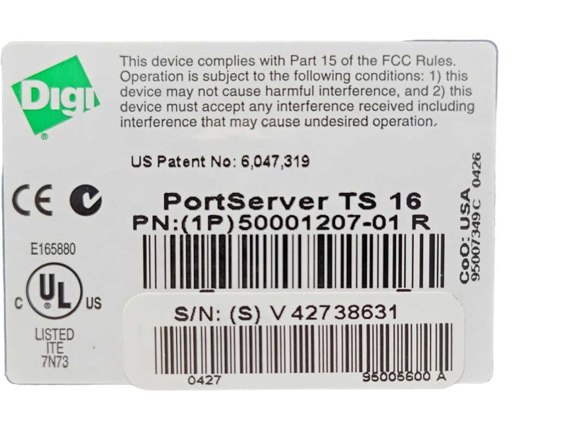 Digi PortServer TS 16 Desktop Serial-to-Ethernet 50001207-01, READ _