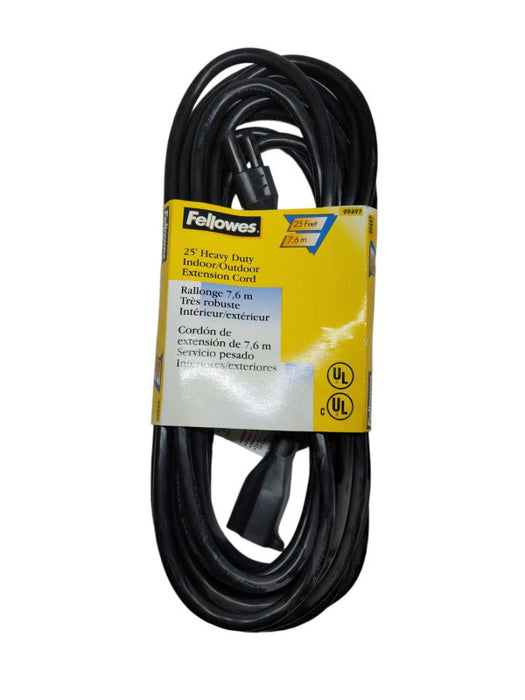 Fellowes Heavy Duty Indoor/Outdoor 3 Prong Extension Cord, 25ft (99497) 16AWG Q%