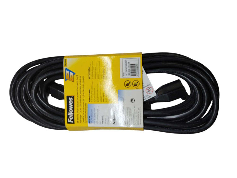 Fellowes Heavy Duty Indoor/Outdoor 3 Prong Extension Cord, 25ft (99497) 16AWG Q%