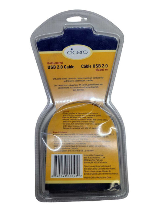 Cicero - Gold-Plated USB 2.0 (USB-A to USB-B) 10\\' Cable Q%