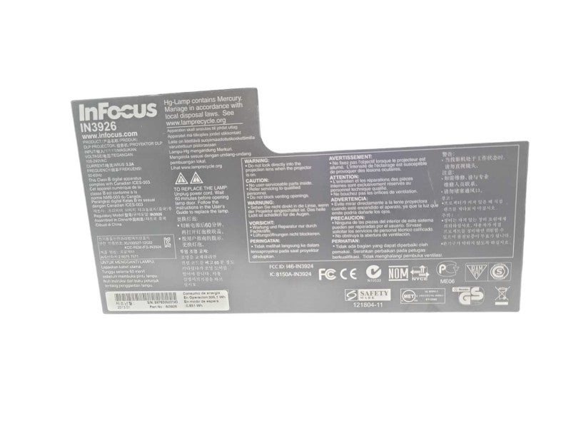 InFocus IN3926 Projector 1176 Hours No Remote _