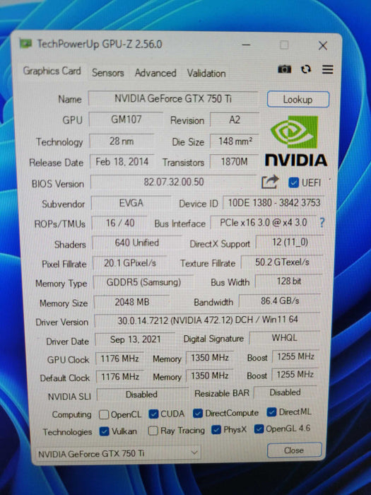 EVGA NVIDIA GTX 750Ti 2GB SC %
