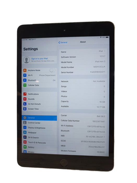 Basic Apple iPad mini 3 16GB A1600 WiFi+Cellular UNLOCKED  -