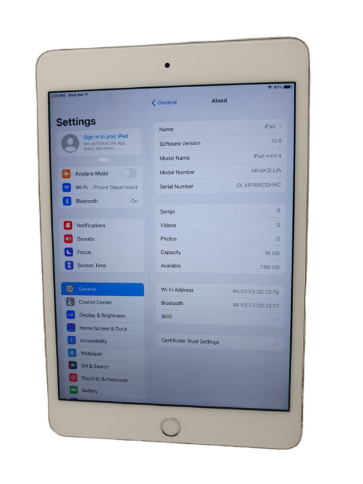 Basic Apple iPad mini 4 16GB A1538 UNLOCKED  -