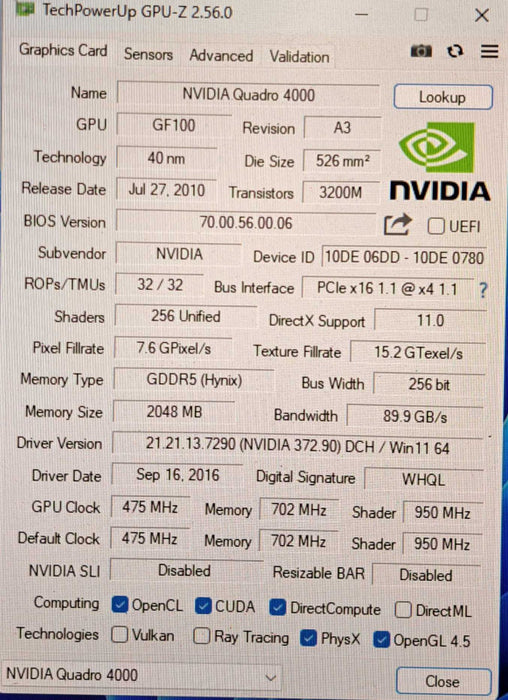 PNY NVIDIA Quadro 4000 | 2GB GDDR5 Graphics Card | 2x DP 1x DVI )