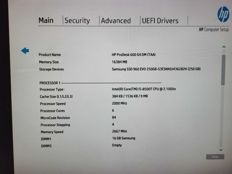 HP ProDesk 600 G4 DM PC USFF i5-8500T @ 2.1GHz 16GB DDR4 250GB NVme $