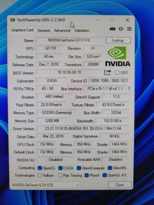 EVGA NVIDIA GTX 570HD 1280MB %