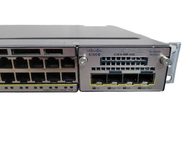 Cisco WS-C3750X-48P-L V02 Gigabit PoE+ Network Switch 10GbE Module !